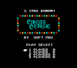 Circus Charlie title screen for Famicom